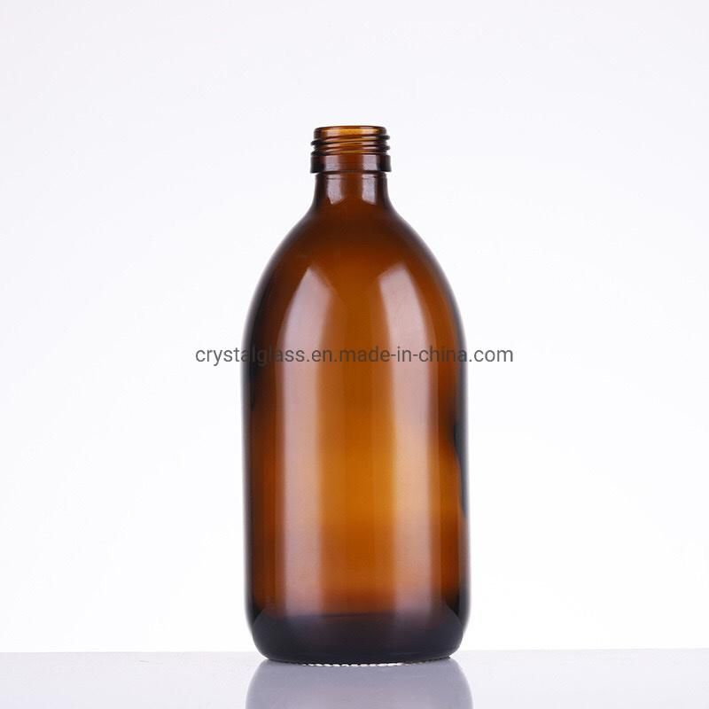 Amber Round Sanitizer Glass Bottle with Spray Head