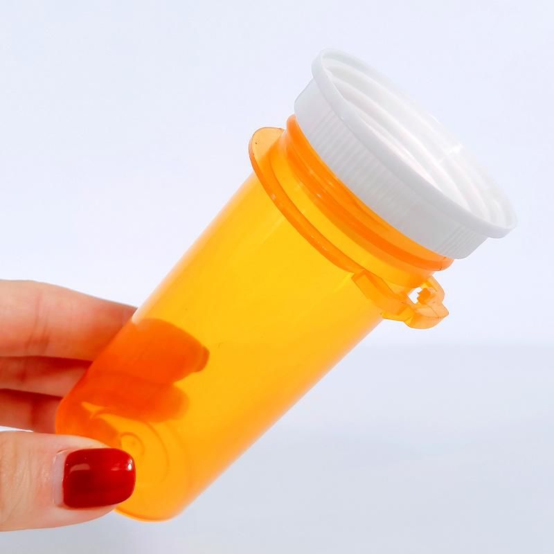 Child Resistant Click Thumb Tap Vial PP Plastic Pill Container Medicine Bottles Pharmacy Prescription Vials with Smell Proof Lid