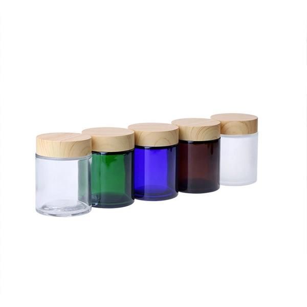 50g Glass Cosmetic Packaging Sets Clear Frosted 50g Cosmetic Jar Packaging with Bamboo Pattern Lid