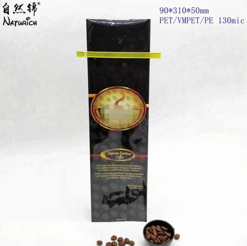 250g Coffee Flat Bottom Coffee Bag with Valve and Zipper