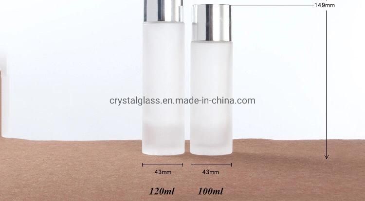 Cosmetic Glass Set Bottle for Lotion and Cream with Silver Caps