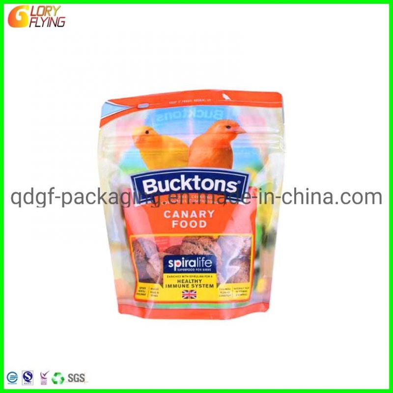 Food Packaging Plastic Bag with Zipper for Birds Food/Stand up Bag