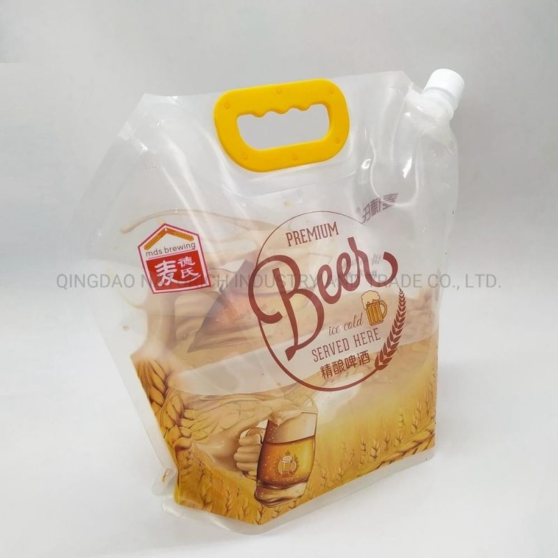 Plastic Liquid Beer Reusable Spout Beverage Pouch Bag for Drink Packaging