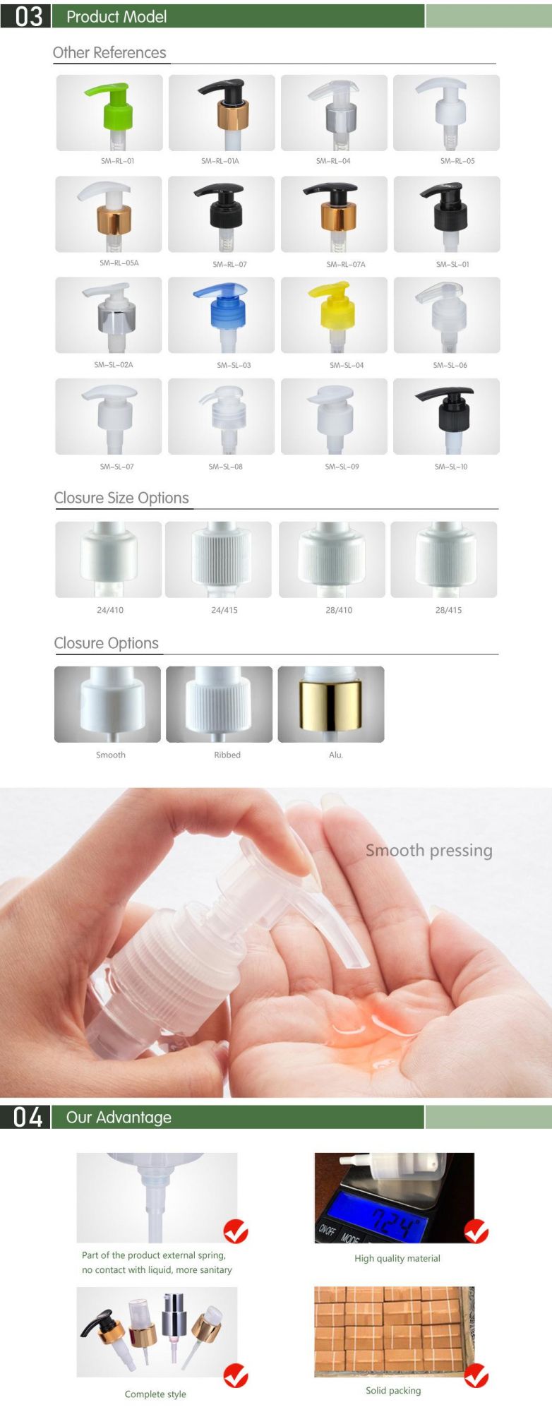 28/410 Popular Ribbed Clousure Screw Lotion Pump