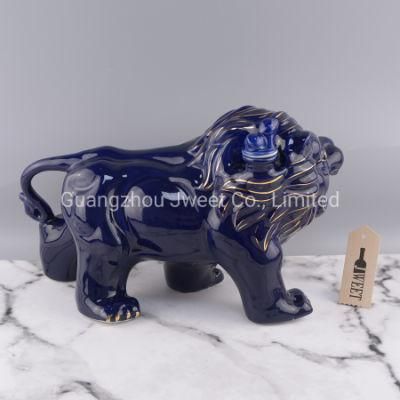 High-End Hot-Selling Animal Lion-Shaped Ceramic Sake Bottle