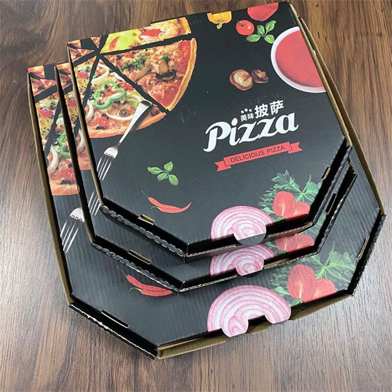 Factory Price Recyclable Corrugated Paper 12 18 Inch Custom Black Pizza Boxes