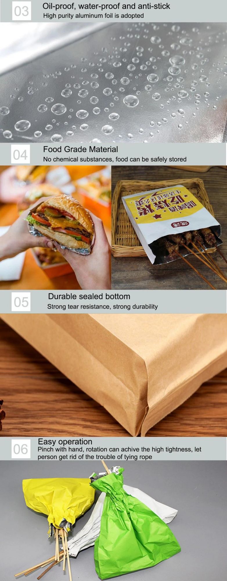 Lunch Foil Chicken Multipurpose Sandwich Paper Bag for Shopping
