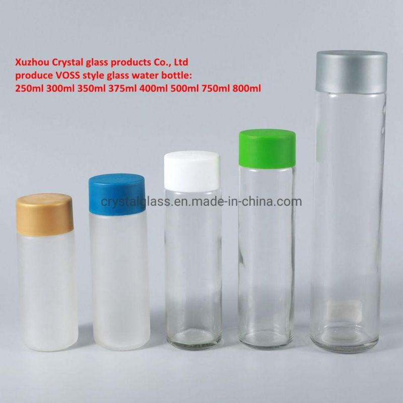 350ml 375ml Logo Promotional Personal Flint Frosted Printing Empty Voss Glass Water Bottle