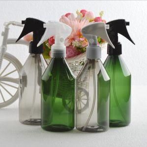 300ml Pet Plastic Sloping Shoulder Green Black Color Trigger Spray Water Cleaning Bottle