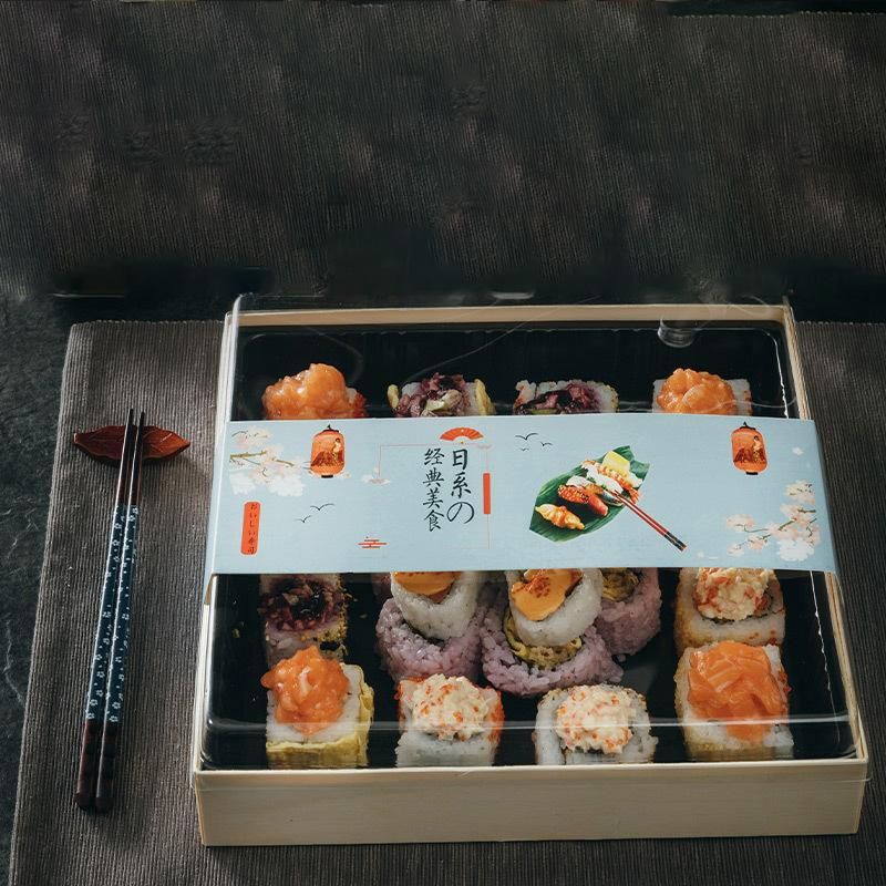 Custom PS Pet Takeout Container for Sushi Lunch Food Pack Tray Plastic Sushi Packaging Box Disposable Food Package