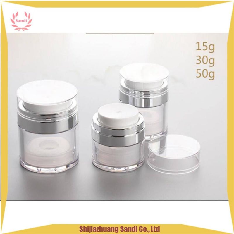 Low MOQ Empty Acrylic Airless Pump Jar Cosmetic Packaging Jar Plastic Cosmetic Container Jar