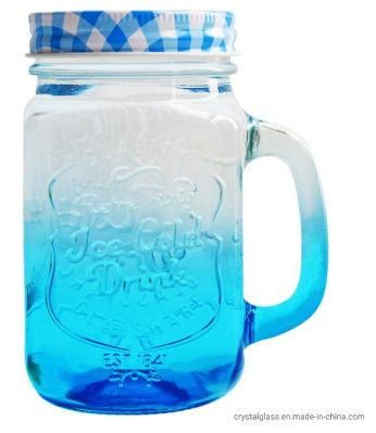 450ml High Quality Clear Empty Glass Mason Jar with Handle