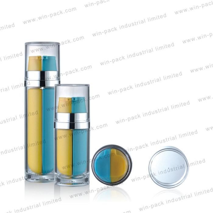 Winpack Best Selling Cosmetic Skin Care Dual Tube Chamber Bottle for Lotion Packing Dual Chamber Acrylic Airless Spray Bottle for Cosmetics Wholesale