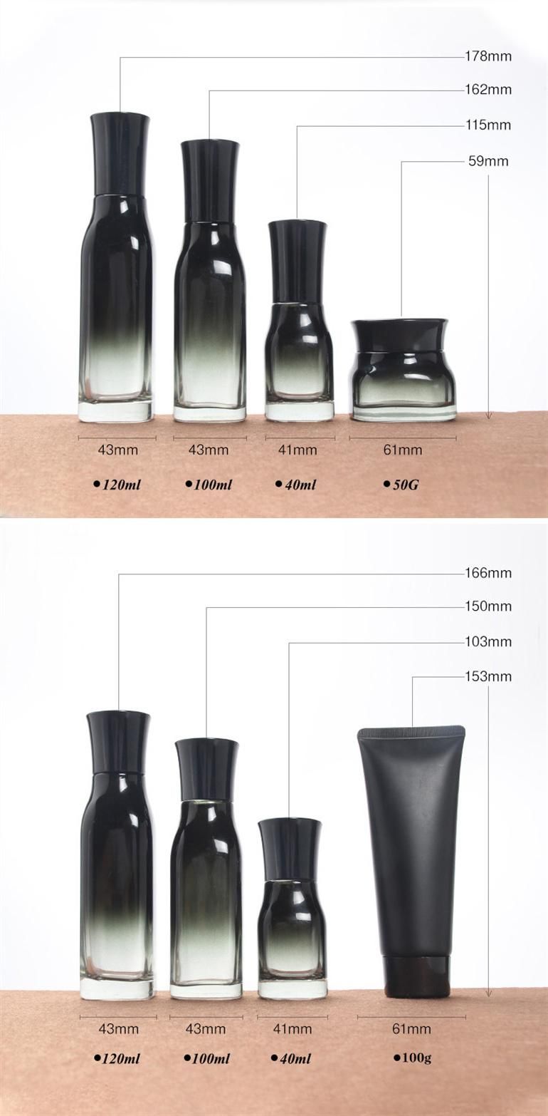 Luxury Black Glass Cosmetic Cream Jar Pump Lotion Bottle Mist Spray Bottle