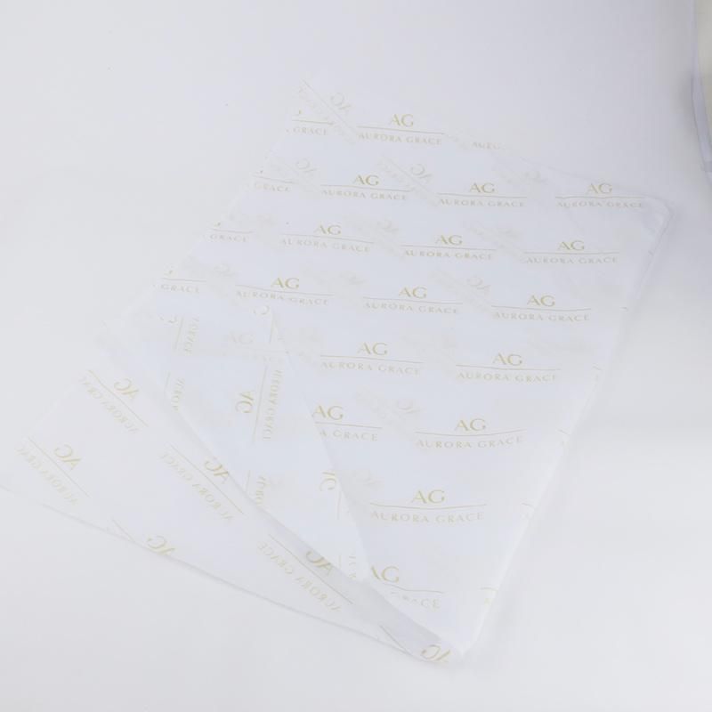 Gold Color Printed Logo White Tissue Wrapping Paper