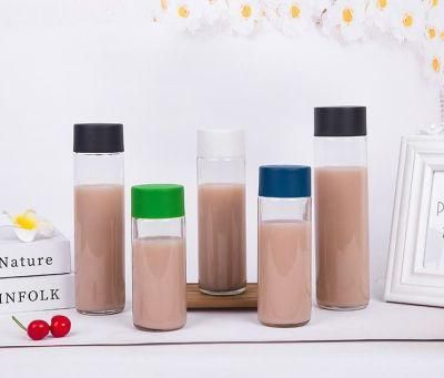 2020 Hot Sale Recycle Voss Cylinder Drinking 500ml Glass Water Bottle Juice Bottle