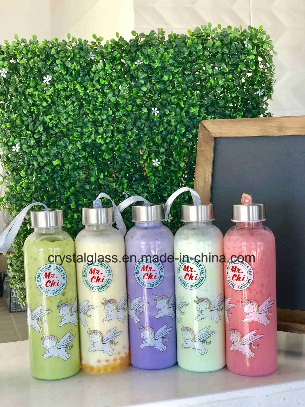 Customize Gold Foil Logo Printing Glass Water Bottle 50cl