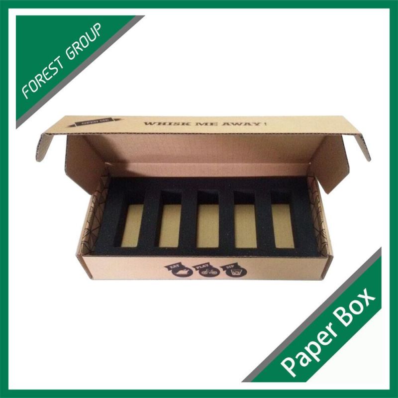 Flexo Printing 4 Bottles Paper Box with Handle to Carry