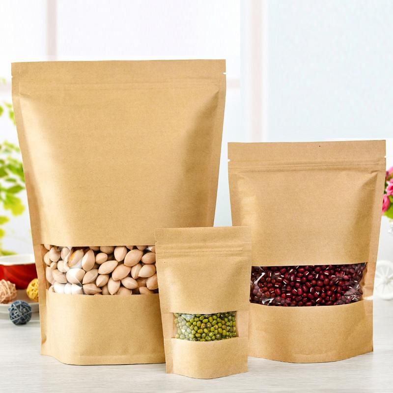 Stand up Multicolor Kraft Paper Aluminum Foil Coffee Food Storage Package Bag Side Gusset Heat Seal Zip Lock Reusable Mylar Flat Bottom Packaging Pouch White