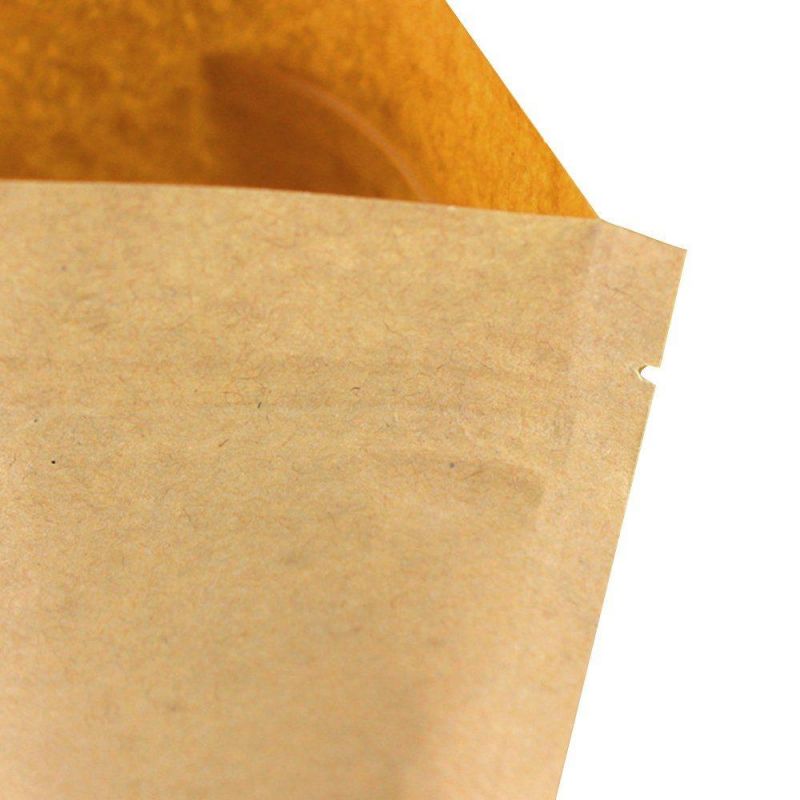 Kraft Paper Pouch Sachet, Stand up Ziplock Bag Sachet Kraft Paper Bag with Window, Eco Friendly Stand up Kraft Paper Pouch