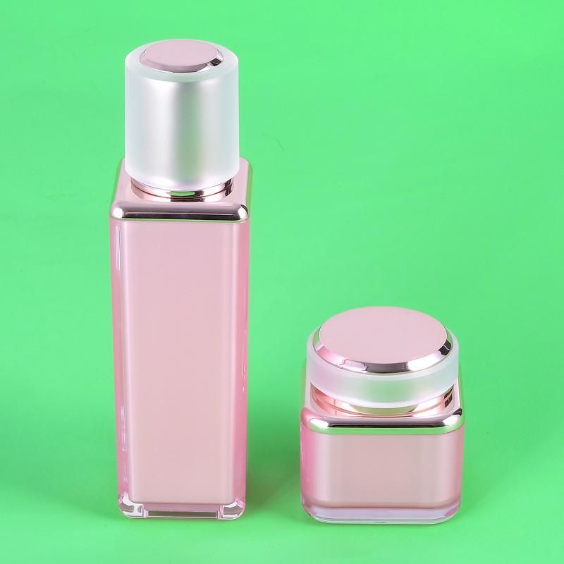 Wholesale 50ml 80ml 120ml Elegant Pink Empty Plastic Cream Jar Acrylic Bottle Lotion Bottle