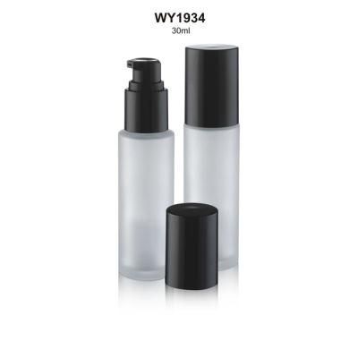 30ml Black Fancy Square Glass Foundation Lotion Packaging Bottles with 3D Printing on Cap