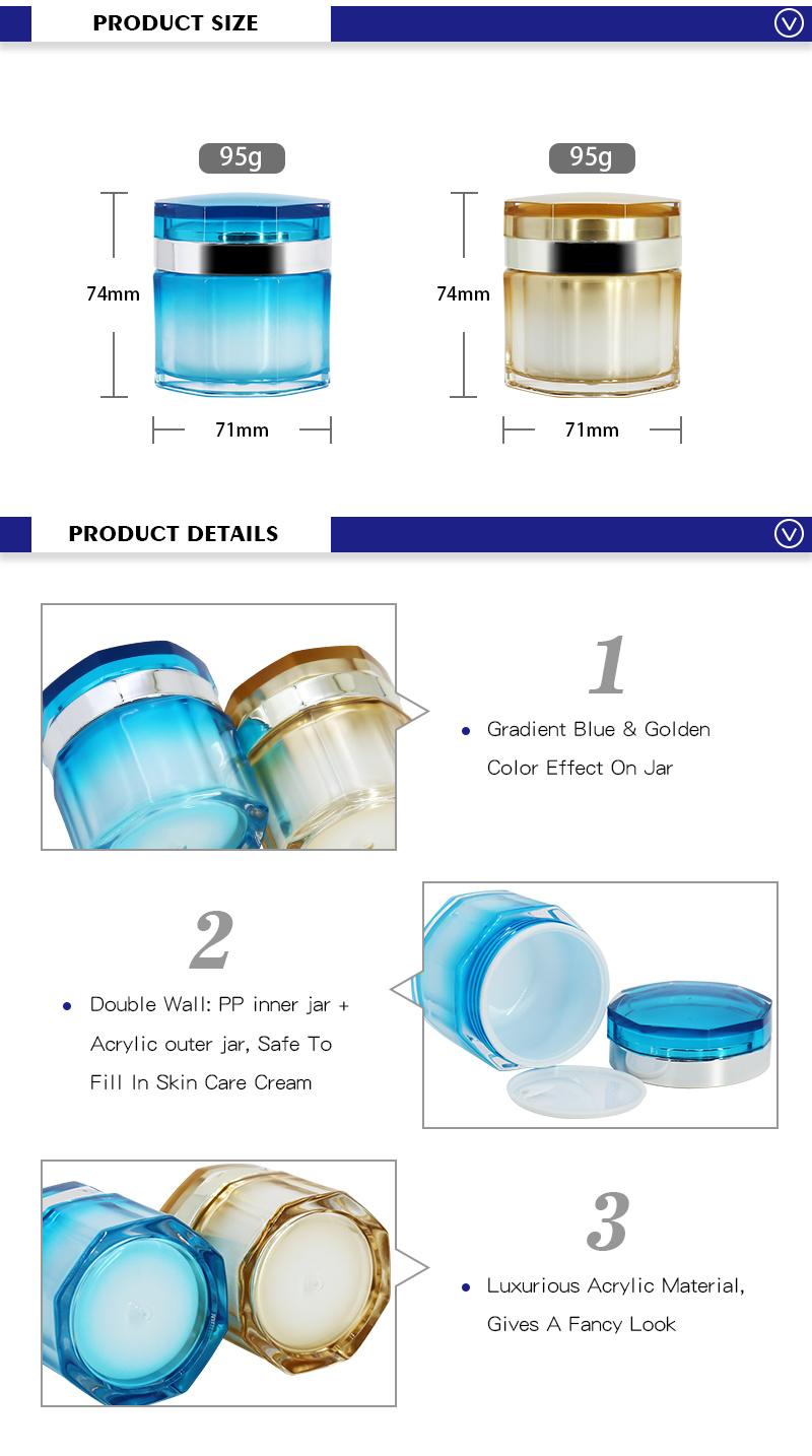 Wholesale Custom 95g Golden Blue Cream Jar