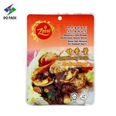 Dq Pack Custom Printed Mylar Bag Silver Mylar Aluminum Foil Plastic Bag Three Sides Seal Bag for Instant Cooking Sauces Packaging