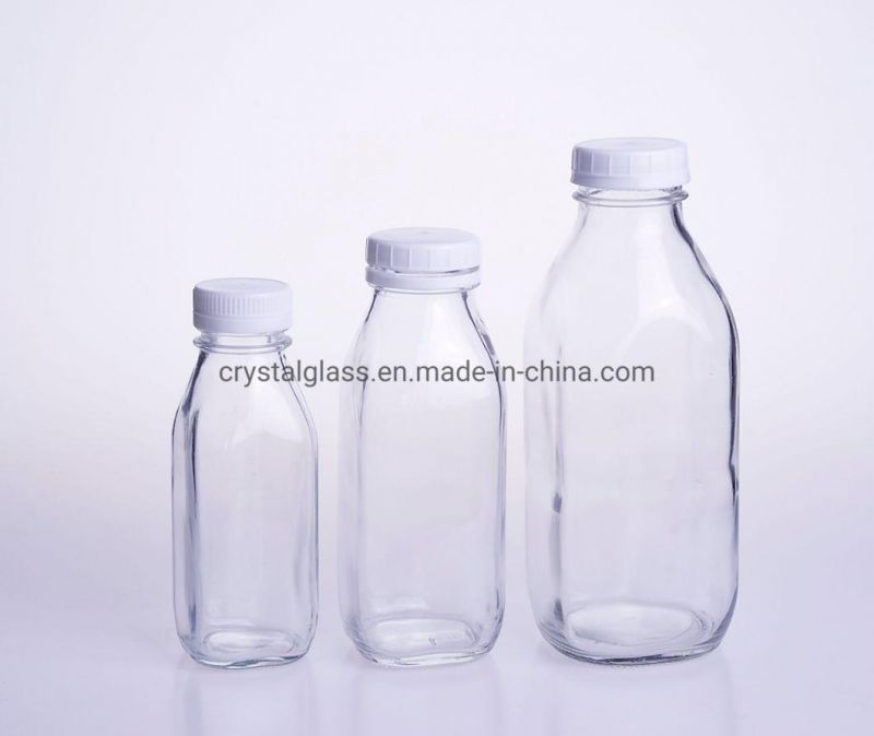 31oz 950ml Big Capacity Glass Fresh Milk Bottle with Square Shape Tamper Evident Lid