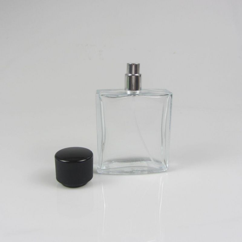 Clear Empty Square Shape Glass Spray Perfume Bottle 100ml