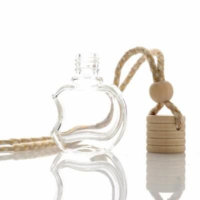 10ml Clear Glass Apple Shape Car Hanging Perfume Bottle Diffuser Bottle with Wooden Cap