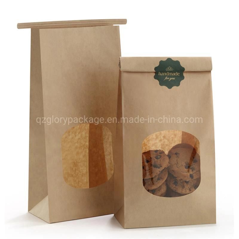 Food Packaging Tin Tie Kraft Paper Bag with Transparent Window