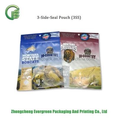 Plastic Animal Feed Packing Bag Pet Food Jerky Ziplock 3-Side-Seal 3ss Pouches