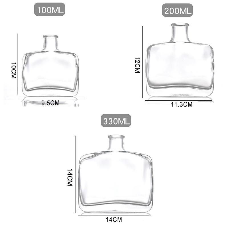 Wholesale 200ml Flat Transparent Clear Empty Luxury Perfume Diffuser Glass Bottle with Cork Lids for Diffuser