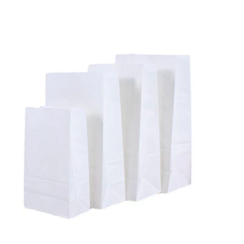 Eco-Friendly Square Bottom White Kraft Paper Bag Food Delivery Paper Packaging Bag