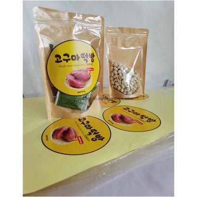 Bio Gradable Kraft Paper Stand up Zipper Bag with Logo Print Stick Adhesive Front Side Window.