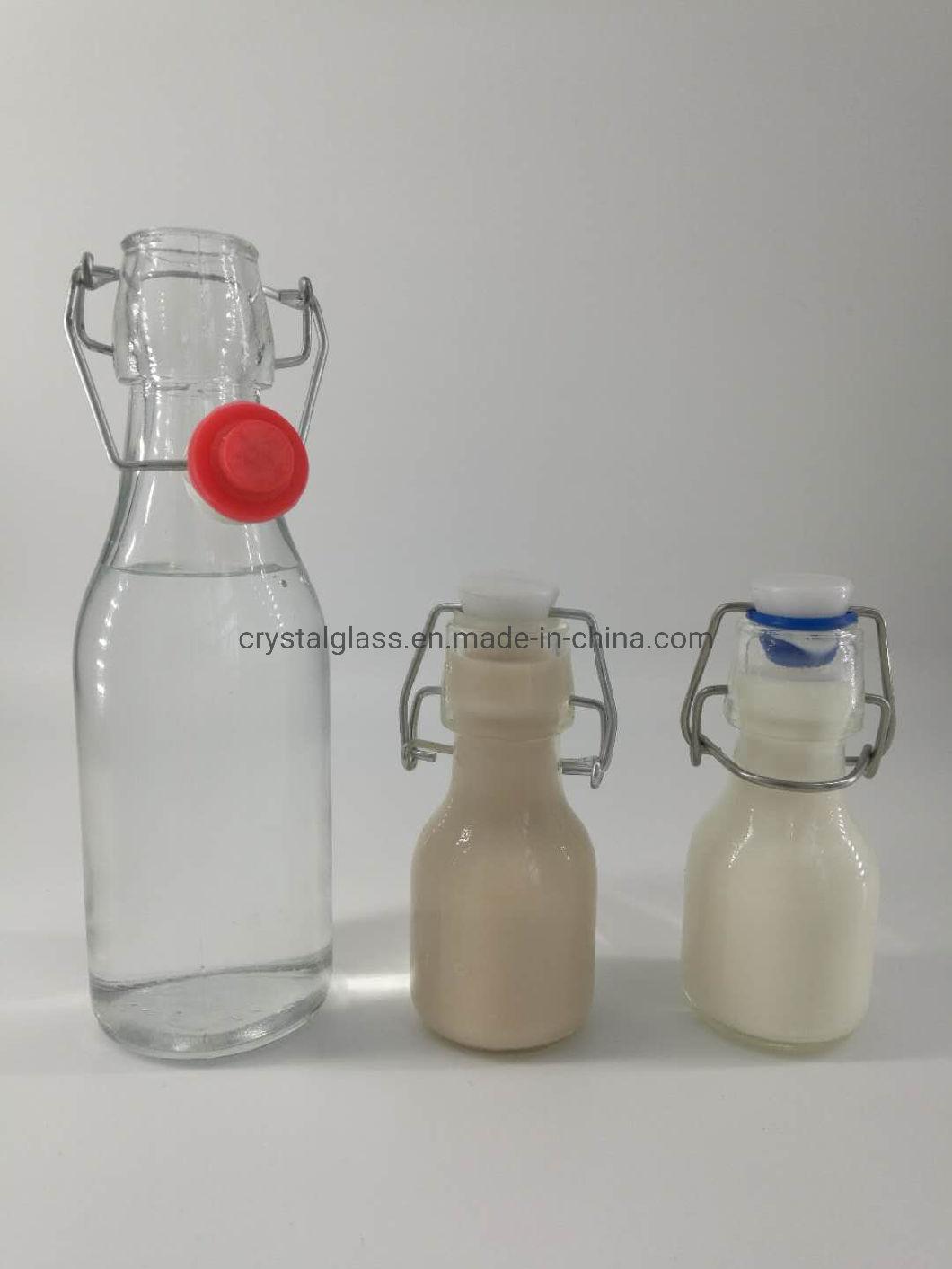 500ml 1 Liter Glass Beverage Juice Milk Bottle with Clip Ceramic Swing Cap for Homemade Wine Bottle