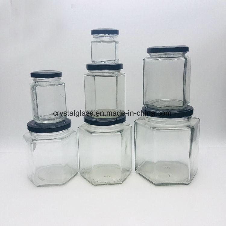 Square Glass Jar for Jam Jelly Honey Pickle with Black Cover Lid