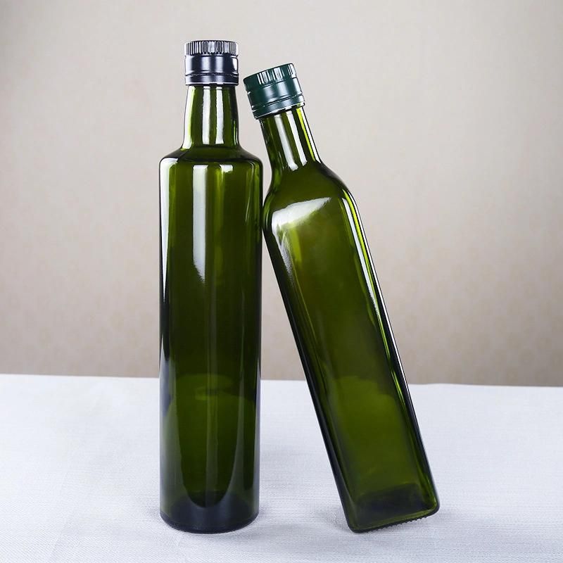 Olive Oil Bottle in Square Clear Glass for Oil, Vinegar, Syrup, Salad Dressing