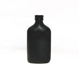 Matte Black Empty Flat Pocket 200ml 6oz Cold Brew Coffee Milk Tea Whiksy Wine Alcocol Beverage Drinking Glass Bottle Screw Lid