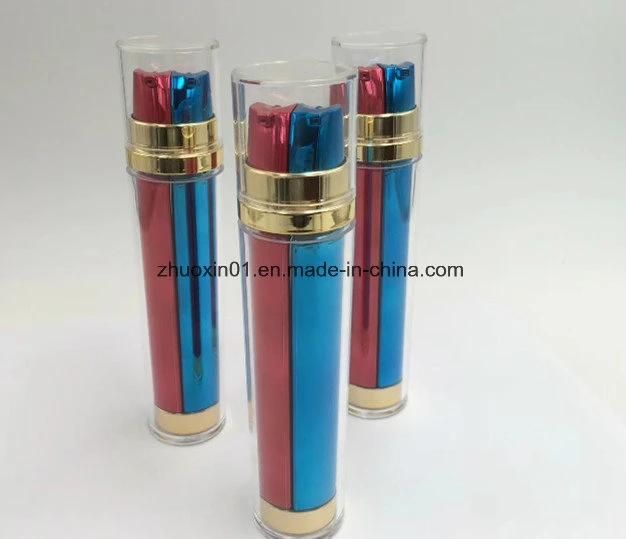 Cylinder Acrylic Dual Chamber Skincare Cosmetic Airless Cream Bottle