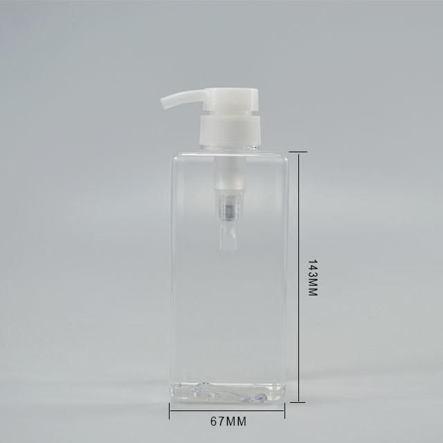 Square Shampoo Bottles Dispenser Liquid Soap Packaging Plastic Shampoo Bottle with 580ml Capacity