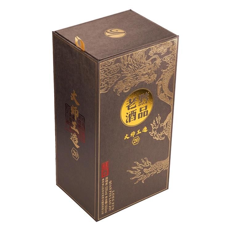 Firstsail Hot Stamping Elegant Rigid Cardboard Liquor Whiskey Wine Glass Gift Box with Window