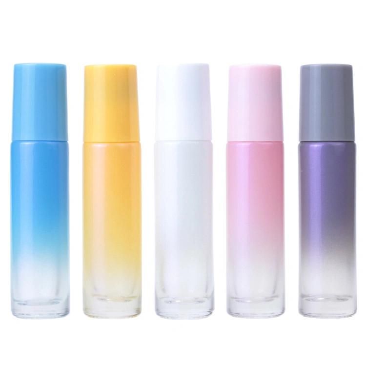 10ml Rolling Glass Bottles Gradient Color Essential Oils Perfume Bottles Travel Roller Ball Massager