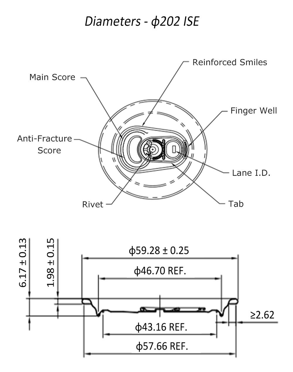 ISE CDL 202 SOT can ends for wholesale