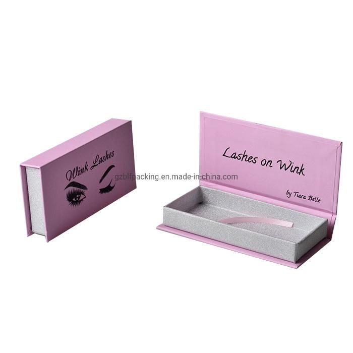 Custom Logo Cardboard Packaging Square Pink Paper Magnetic Lash Box