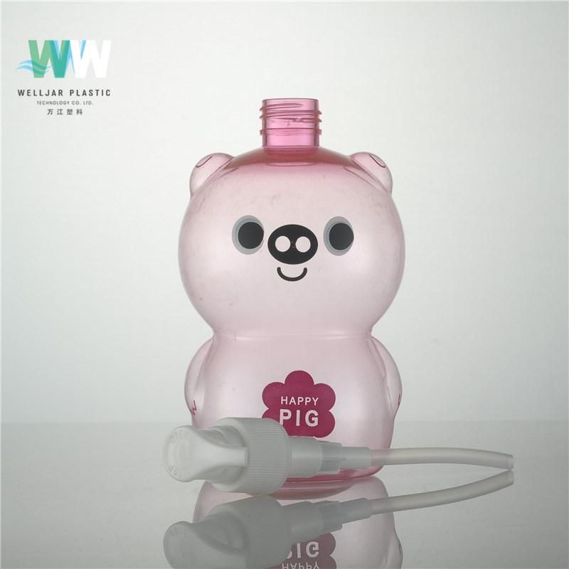 250ml Plastic Pink Cartoon Bottle with Press Lotion Pump