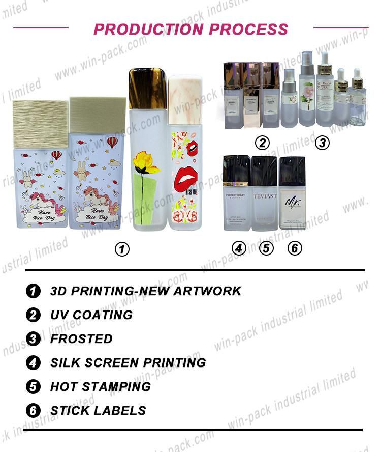 White Dropper Bottle Custom Color Bottle Customized Silver Dropper Pump and Silk Printing 15ml 30ml