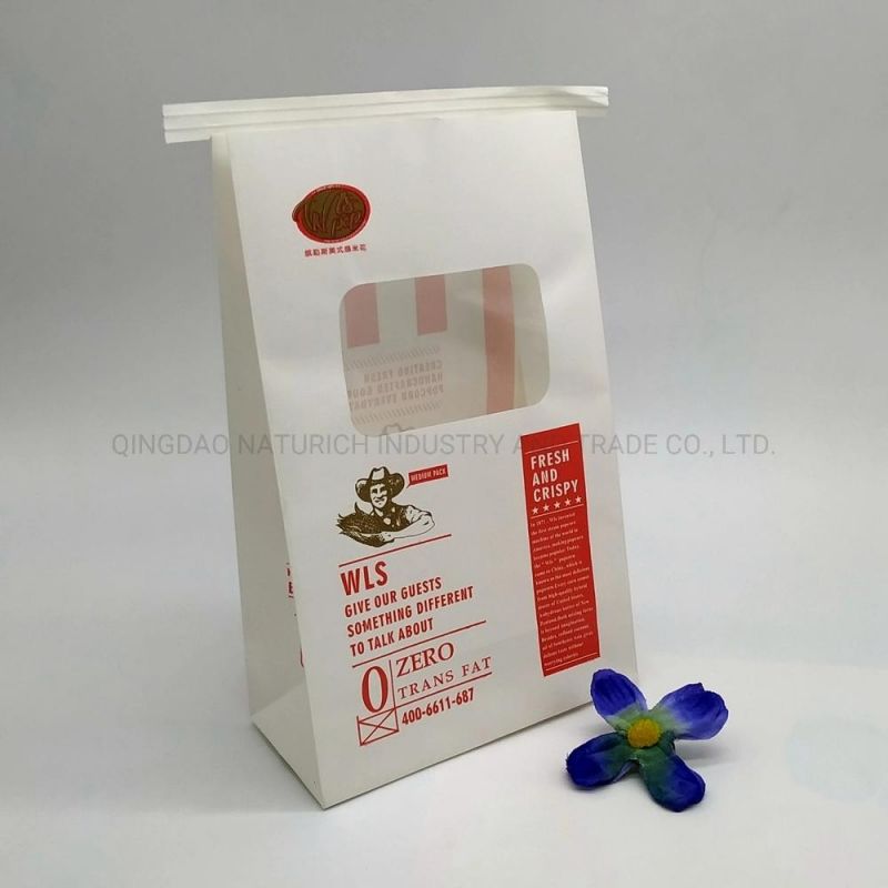 Kraft Paper Popcorn Bag Eco-Friendly Paper Bag with Window and Tin