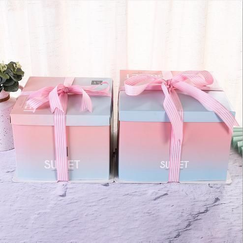 Wholesale 4 "6" 8 "10" 12 "Birthday Party Wedding Cupcake Box Western Pastry Baking Box Color Paper Window Cake Shaped Packaging Box